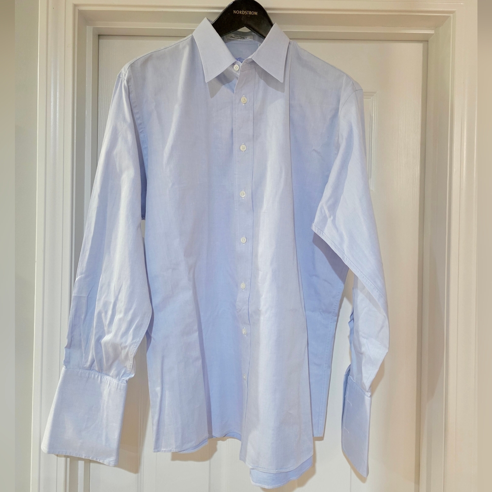 Vintage Burberrys 100% Cotton Long Sleeve Button Up with French Cuffs. 16 1/2-33